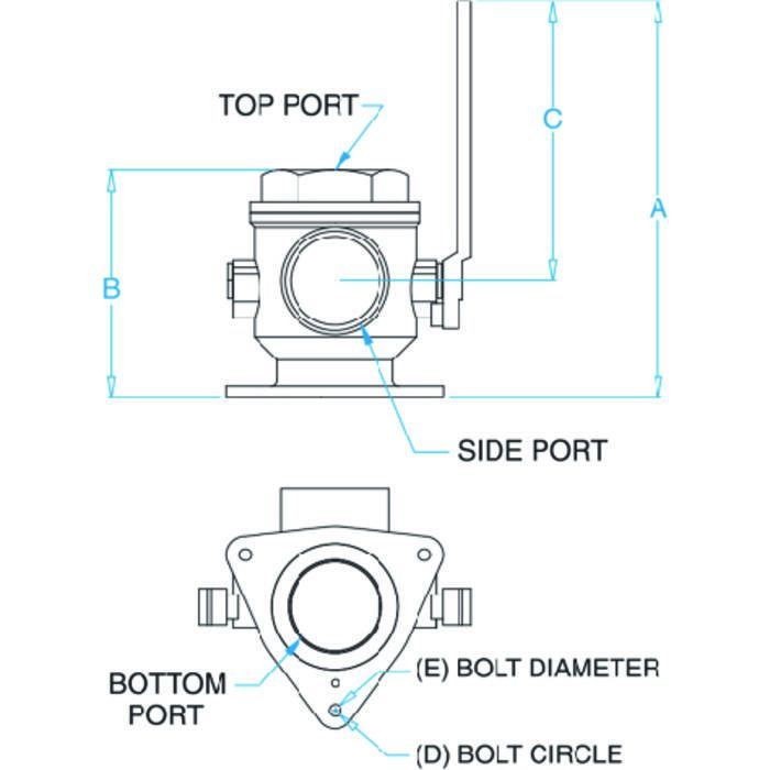 Groco SBV-1250-P 1-1/4" Safety Seacock w/1" Side Port