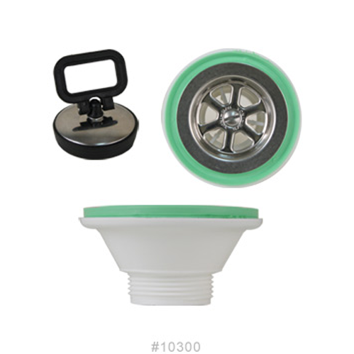 Scandvik 10300P 1-1/4" Outlet Sink Drain With Stopper Fits 2-1/16" Drain Hole