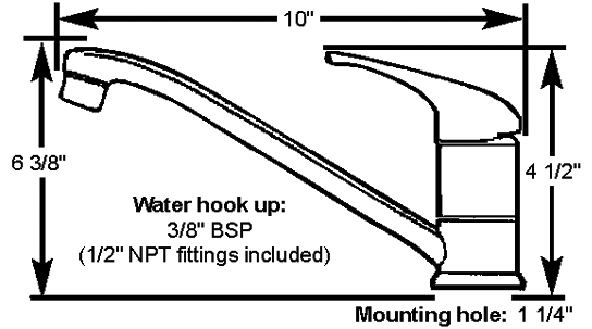 Scandvik 10871 Single Lever Galley Faucet w/ Pull-Out Sprayer, 5' Chrome-Flex Hose