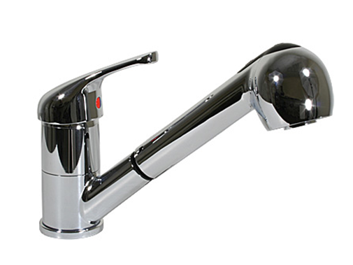 Scandvik 10871 Single Lever Galley Faucet w/ Pull-Out Sprayer, 5' Chrome-Flex Hose