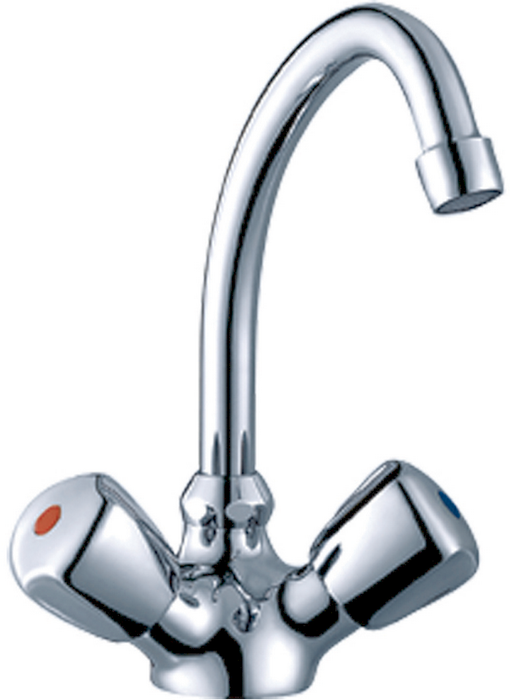 Scandvik 70002 Chrome Plated Brass Classic Swivel J-Spout Galley Mixer Faucet