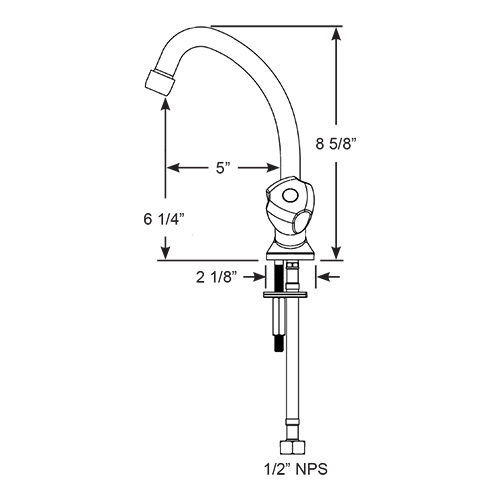 Scandvik 70002 Chrome Plated Brass Classic Swivel J-Spout Galley Mixer Faucet