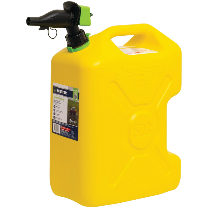 Scepter FSCRVD5 SmartControl Diesel Military Style Fuel Container w/Rear Handle, 5 GAL Yellow