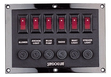 Sea-Dog Horiztonal 6 Gang Rocker Switch Panel 4-1/2"