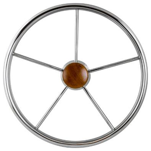 Sea Dog 230211 SeaDog 11", 5-Spoke Stainless Steering Wheel w/Plastic Center Cap, 25° Dish