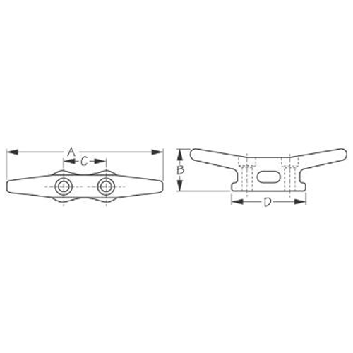 Sea Dog 40114 Galvanized Cleat, 14"
