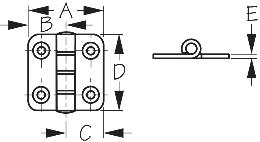Sea Dog 201580-1 Hinge-Butt Stainl.1-1/2" x1-1