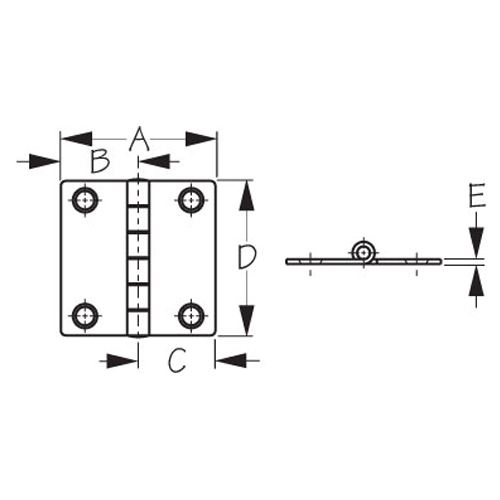 Sea Dog 201582-1 Stainless Butt Hinge-2 X 2"c
