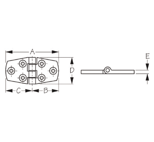 Sea Dog 205410-1 Sea-Dog Door Hinge, 3" x 1-1/2", 1 pr.