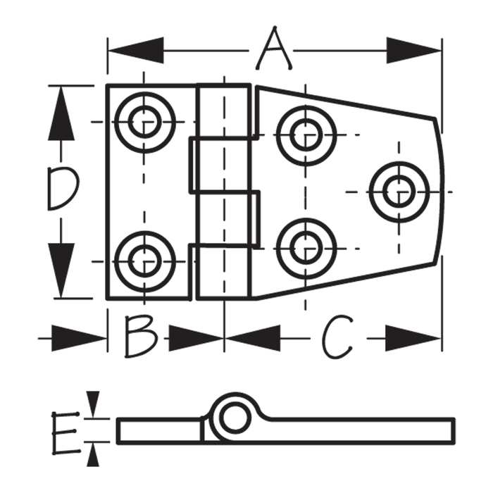 Sea Dog 205320-1 SeaDog Shortside Door Hinge, Cast 316 SS, 2-7/8" x 1-1/2", 1 pr.