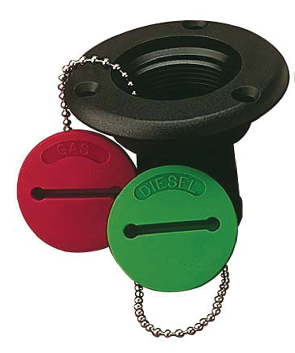 Sea Dog 357010-1 Gas Deck Fill, Fiberglass Nylon w/Red Slotted Cap, A: 1-1/2"Hose, B:2-1/2", C: 3-3/8"