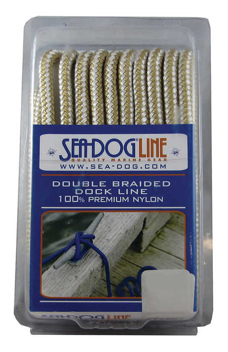Sea Dog 302110025G/W-1 Premium Double Braided Nylon Dock Line, 3/8" x 25', Gold/White
