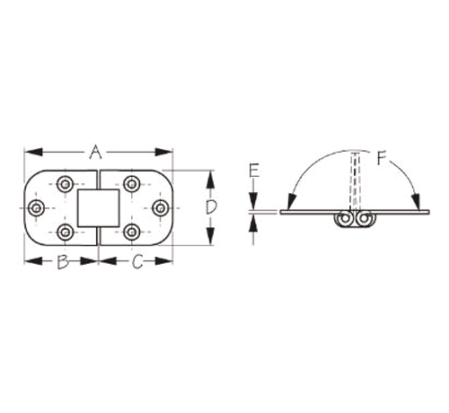 Sea Dog 201551-1 Sea-Dog Stainless Flush 2-Pin Hinge