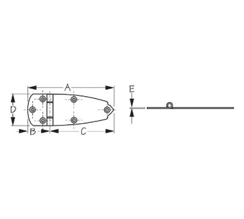 Sea Dog 201750-1 SeaDog 6" Door Hinge, Stamped 304 SS #10 Fastener