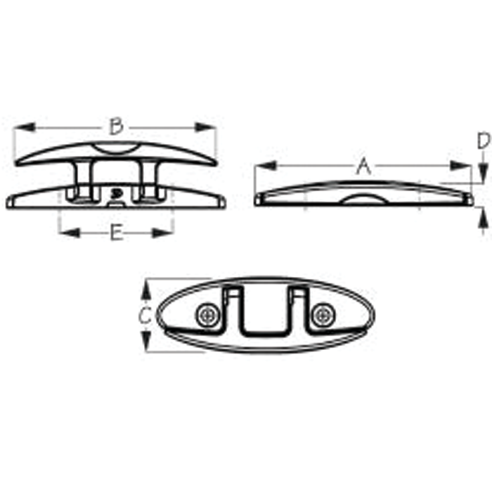 Sea Dog 041125B-1 SeaDog Oval Folding Cleat, Black Powder Coated