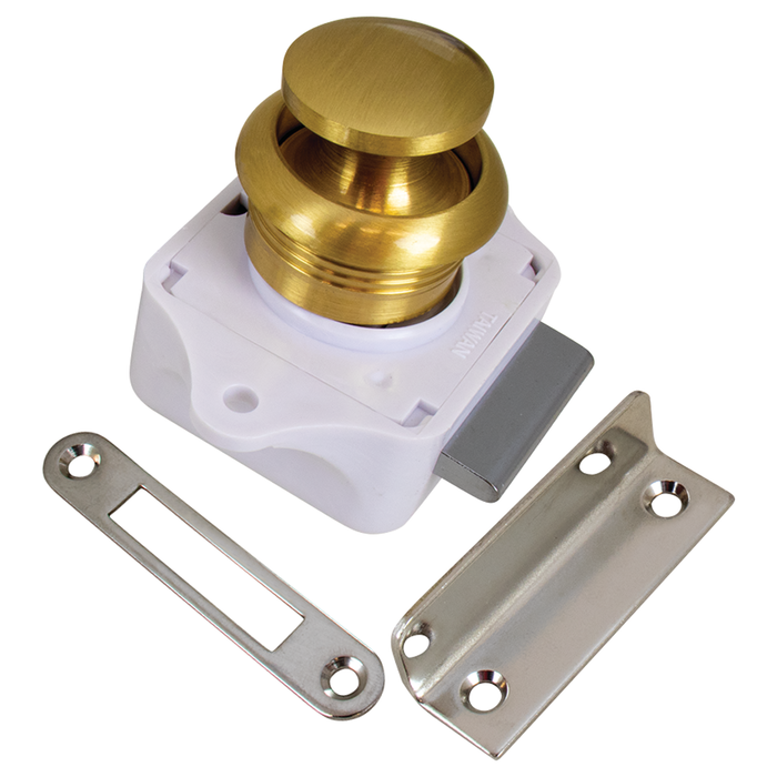 Sea Dog 224303-1 Sea-Dog Push Button Rim Latch, Brushed Brass