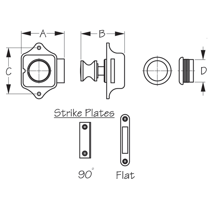 Sea Dog 224303-1 Sea-Dog Push Button Rim Latch, Brushed Brass