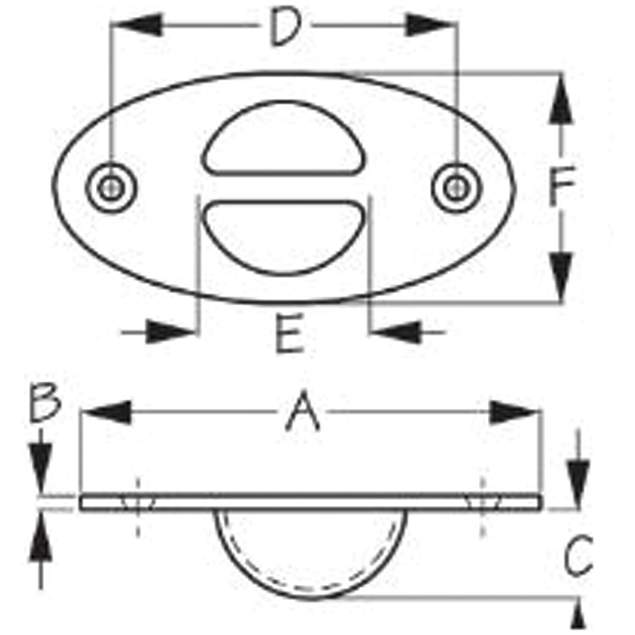 Sea Dog 076102-1 Sea-Dog Recessed Anchor Point, A=4", B=1/8", C=3/4", D=1-1/2" F= 2", #10 FH