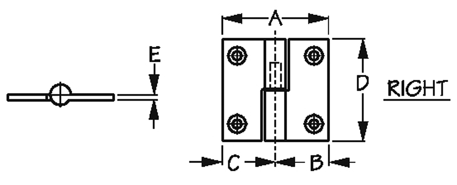 Sea Dog 204510-1 Sea-Dog Chrome Brass Take Apart Hinge, Right, 1-1/2" 2/Card