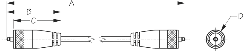 Sea Dog 329808-1 Sea-Dog Coaxial Cable Asm, A:50", B:2", C:1-3/4", D: 11/16"