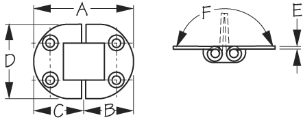 Sea Dog 201555-1 Sea-Dog Round Side Two Pin Hinge, 3" (Carded)