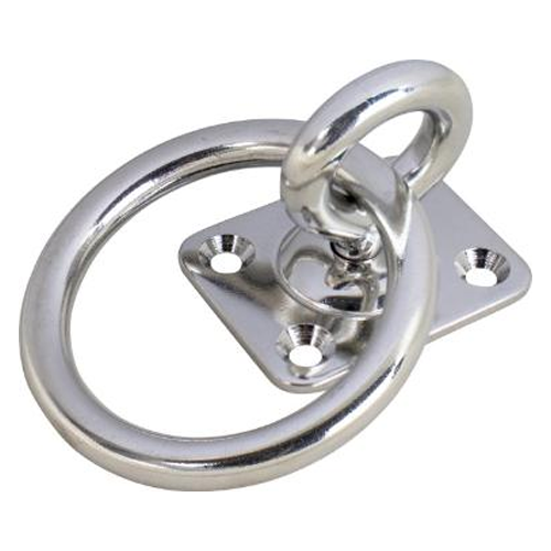 Sea Dog 89513 Sea-Dog Swivel Eye Plate w/ Ring, A:2", B:1-9/16", C:1-3/8", D:1", E: 1-15/16" F:5/16" #10 FH