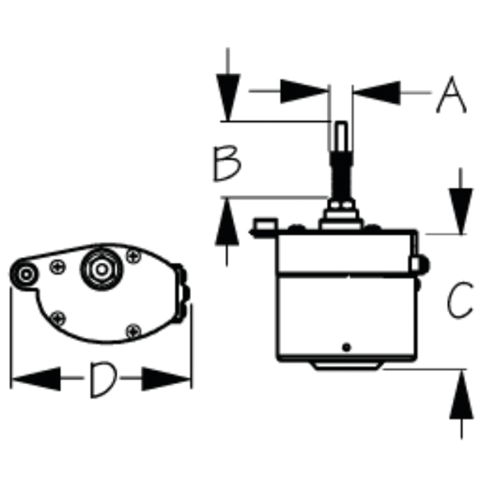 Sea Dog 412328B-3 Standard 12V Wiper Motor, Stamped Powder Coated Steel & Stainless, 2-1/2" Shaft