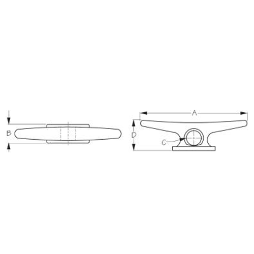 Sea Dog 46048 Sea-Dog Weldable Aluminum Cleat, 8"