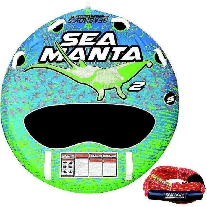 Seachoice 21-1100 86923 Sea-Manta Deck Tube w/Tow Rope, 1-2 Rider