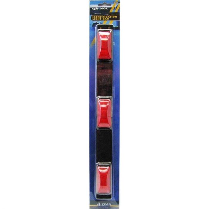 Optronics MC93RK Pre-Wired Identification Light Bar, Waterproof 3 Piece Red Marker Lights & Black ABS Base