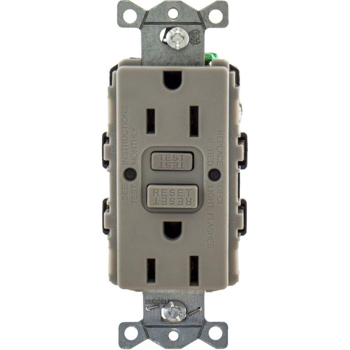 Hubbell GFRST52MGY GFCI Duplex Receptacle w/Cover Plate, Gray