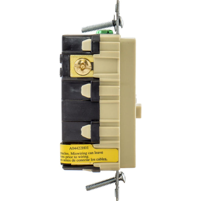 Hubbell GFRST52MI GFCI Duplex Receptacle w/Cover Plate, Ivory