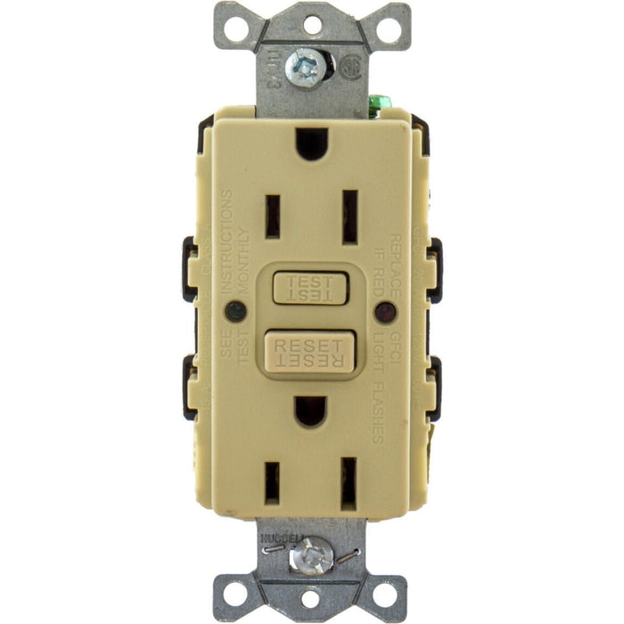 Hubbell GFRST52MI GFCI Duplex Receptacle w/Cover Plate, Ivory