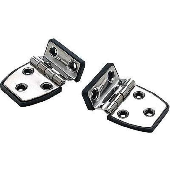 Seachoice 34471 Offset Side Hinges, (2) 2-1/4" x 1-1/2" Polished SS w/Black Nylon Base Plate