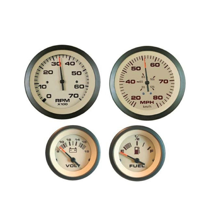 Sierra 65481P Sahara Series Black & Tan Outboard 4 Set w/ Tachometer, Speedmotor, Voltmeter & Fuel Gauges
