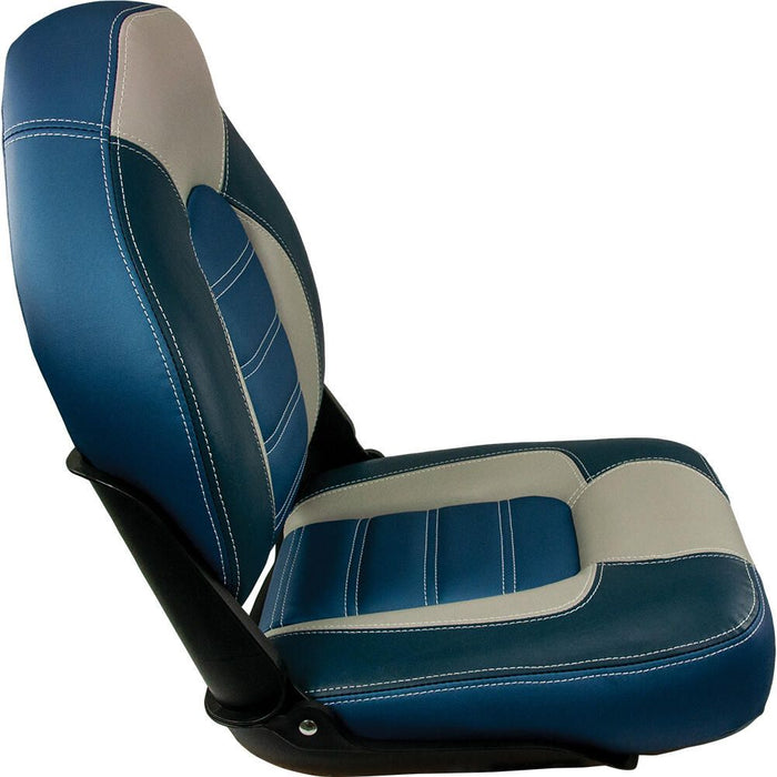 Springfield 1061069-B Skipper Premium High Back Fold Down Seat, Blue/Gray