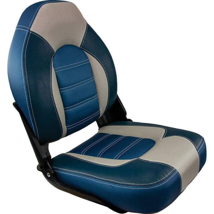 Springfield 1061069-B Skipper Premium High Back Fold Down Seat, Blue/Gray