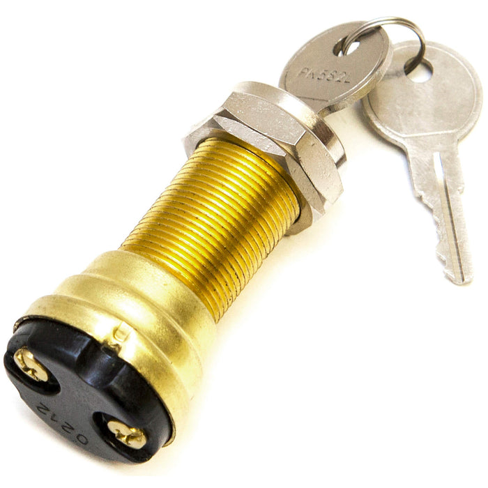 Sierra MP39020 Conventional 2 Position 1 1/8" Brass 2 Screw Terminal 12V 15 Amp, Ignition Starter Switch
