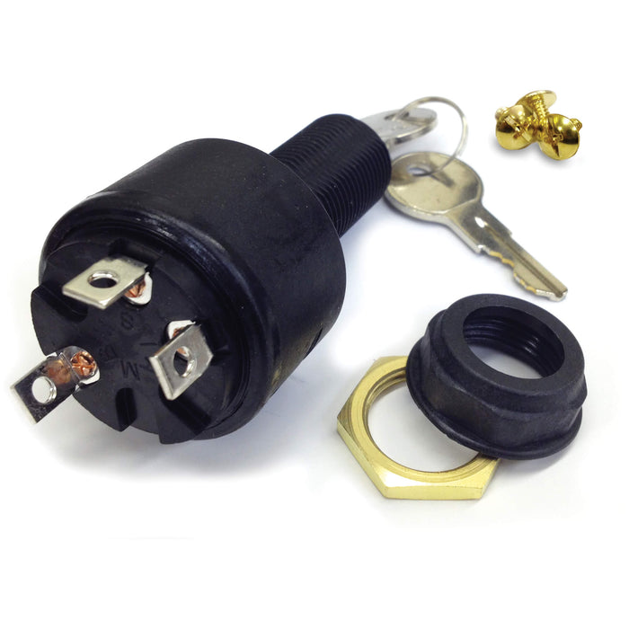Sierra MP39120 Conventional 3 Position 1 1/8" Polyester 3 Screw Terminal 12V 15, Amp Ignition Starter Switch