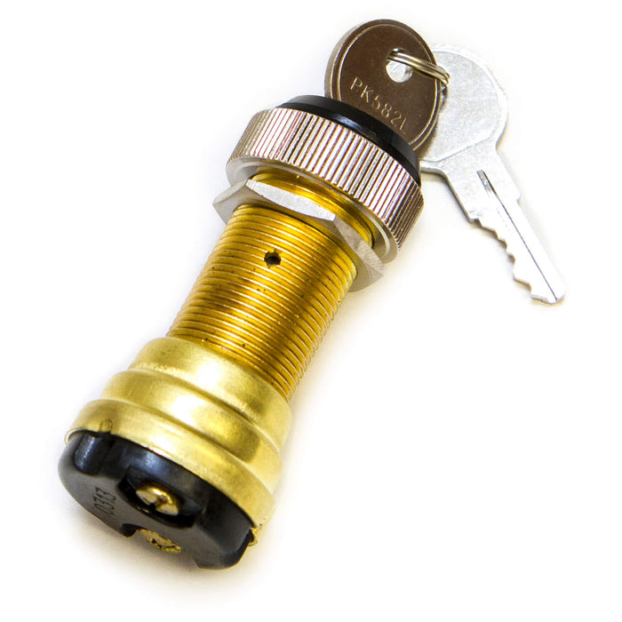 Sierra MP39820-1 Conventional 2 Position 1 1/8" Brass 2 Screw Terminal 12V 15, Amp Ignition Starter Switch
