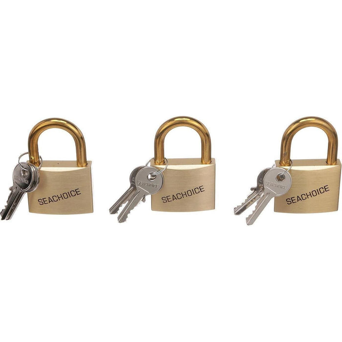 Seachoice 37331 2" Keyed-Alike Solid Brass Padlocks (3 Per Card)