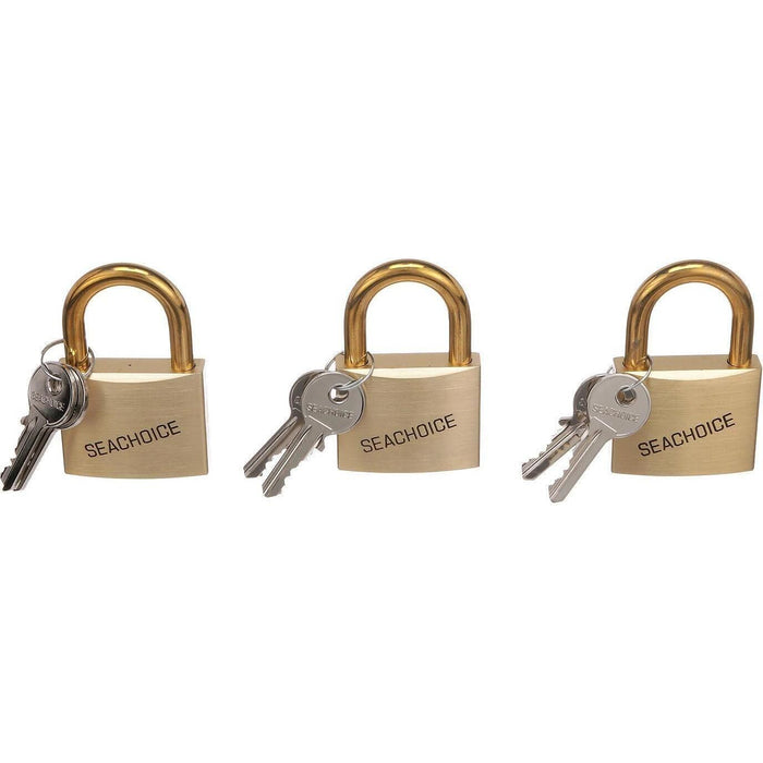 Seachoice 37301 1-1/4" Keyed-Alike Solid Brass Padlocks (3 Per Card)