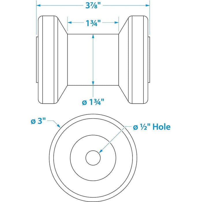 Seachoice 56480 Non-Marking TP Yellow Rubber Spool Roller