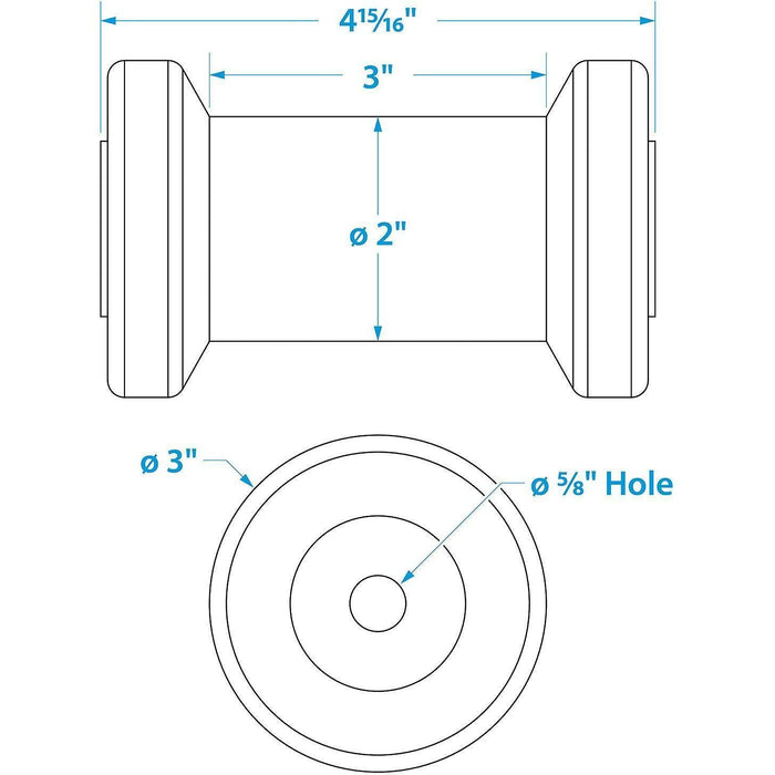 Seachoice 56520 Non-Marking TP Yellow Rubber Spool Roller