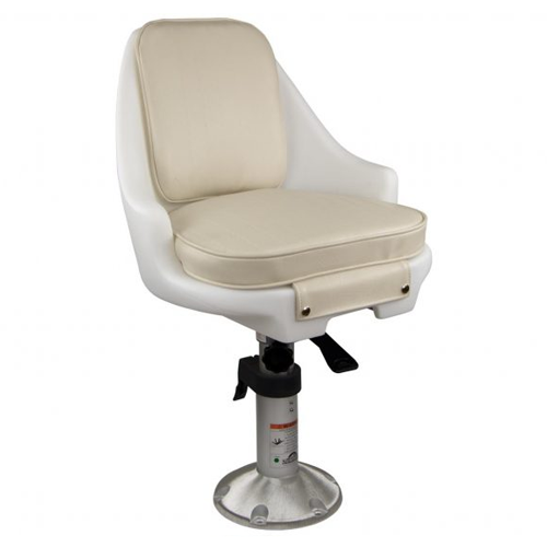Springfield 1060100 Newport Manual Economy Chair, White, Includes Seat w/ Cushions, Pedestal, Mounting Plate, Swivel