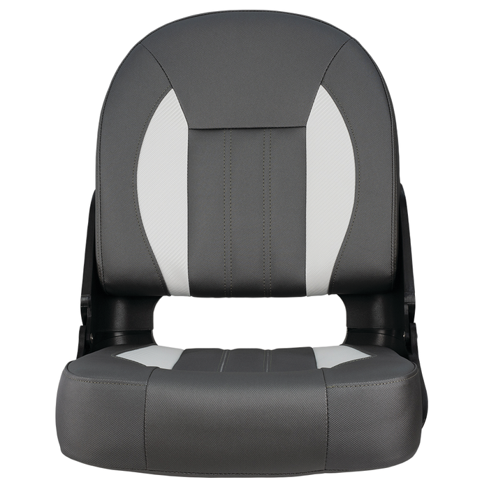 Springfield 1061060-01 Marine Skipper Premium Low Back Folding Seat, Charcoal & Gray White
