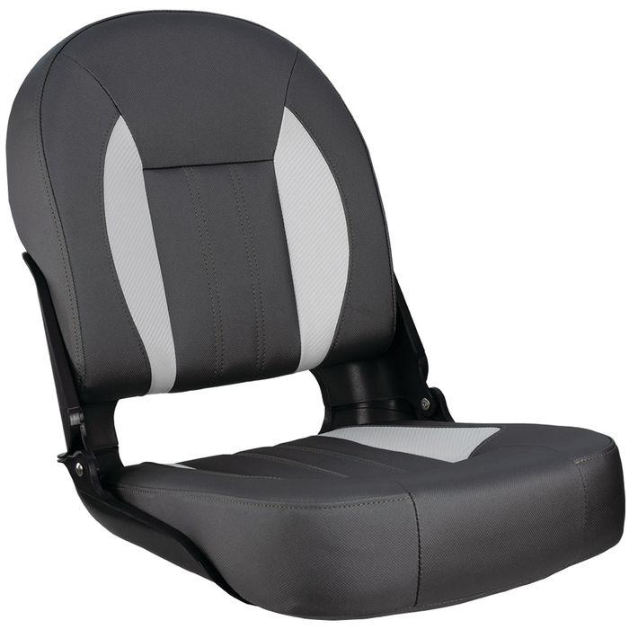 Springfield 1061060-01 Marine Skipper Premium Low Back Folding Seat, Charcoal & Gray White