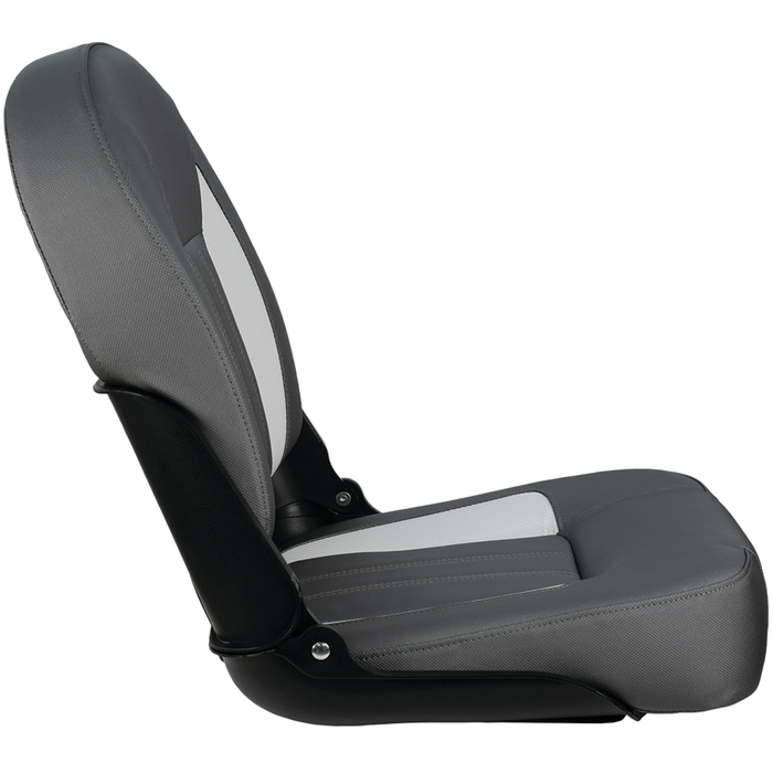 Springfield 1061060-01 Marine Skipper Premium Low Back Folding Seat, Charcoal & Gray White