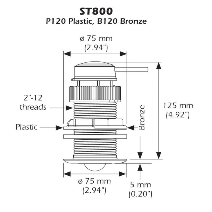 Airmar ST800BV-N2 ST800 NMEA 2000 Smart Speed & Temperature Sensor Bronze