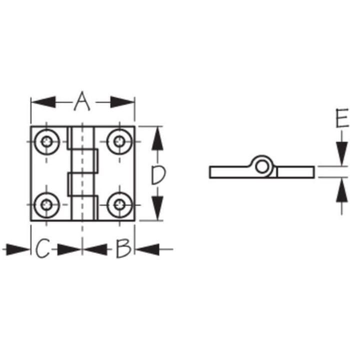 Sea Dog 205140-1 Sea-Dog Butt Hinge, 1 pr., Carded